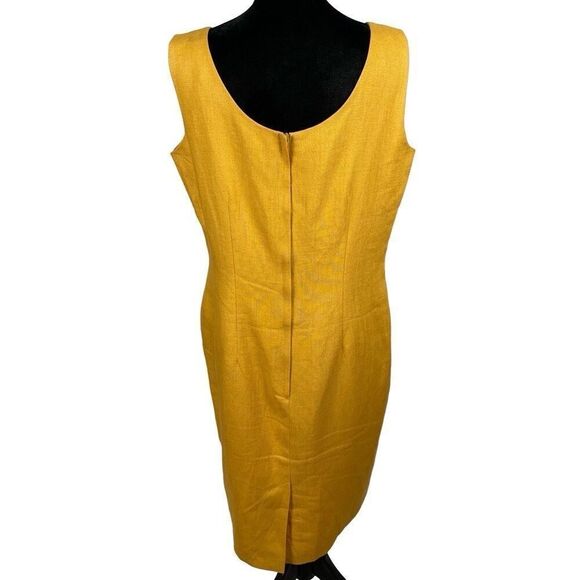 NY Sake Vintage 100% Linen Mustard Yellow Dress Suit Set - Women’s 10 - Picture 5 of 9
